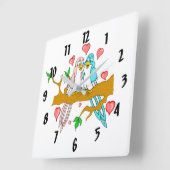 Lovevogels Vierkante Klok (Hoek)