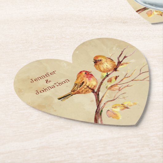 Lovevogels Waterverf Aangepaste namen Kartonnen Onderzetters (Gekanteld)