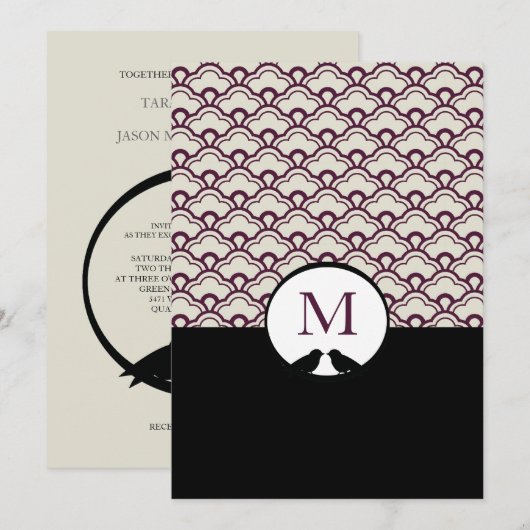 Lovevogels Wedding Invitations Kaart (Voorkant / Achterkant)