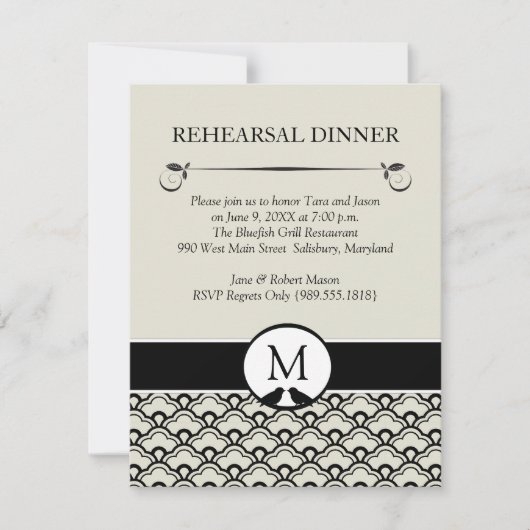 Lovevogels Wedding Rehearsal Dinner Invitations Kaart (Voorkant)
