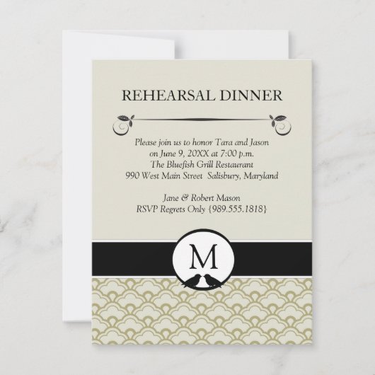 Lovevogels Wedding Rehearsal Dinner Invitations Kaart (Voorkant)