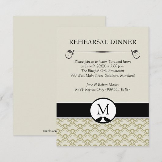 Lovevogels Wedding Rehearsal Dinner Invitations Kaart (Voorkant / Achterkant)