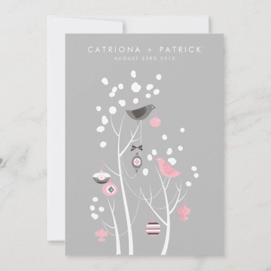 Lovevogels Winter Sneeuwrepetitie Binnenuitnodigin Kaart (Achterkant)