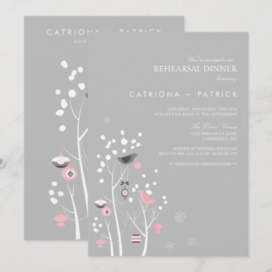 Lovevogels Winter Sneeuwrepetitie Binnenuitnodigin Kaart (Voorkant / Achterkant)