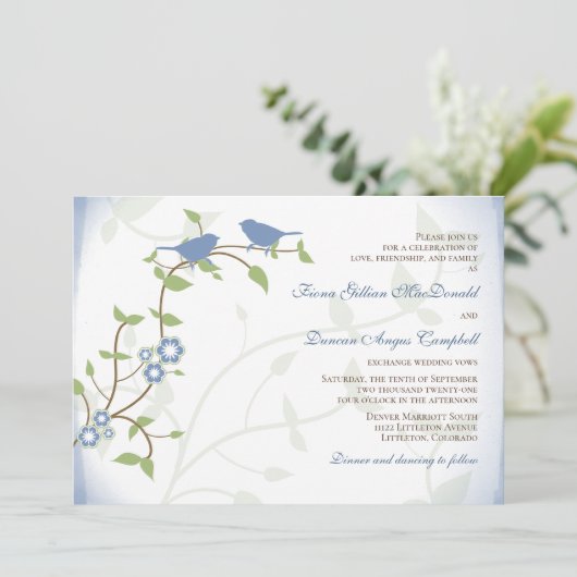 Lovevogels Zongvogels Uitnodiging tot weduwschap (Staand voorkant)