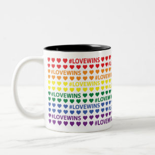 #LoveWins Rainbow Heart Pattern Tweekleurige Koffiemok