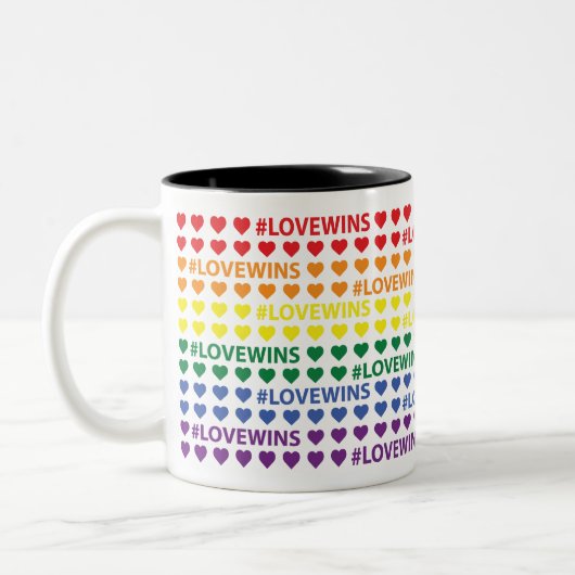 #LoveWins Rainbow Heart Pattern Tweekleurige Koffiemok (Links)