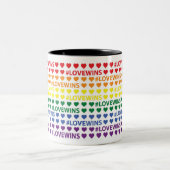 #LoveWins Rainbow Heart Pattern Tweekleurige Koffiemok (Center)
