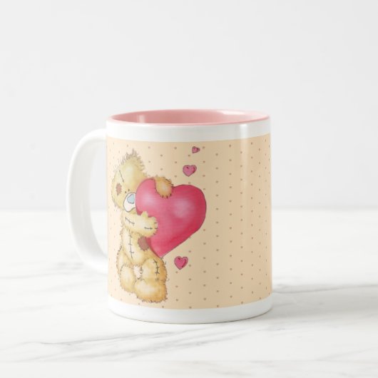 Lovey Dovey Beer Tweekleurige Koffiemok (Voorkant links)