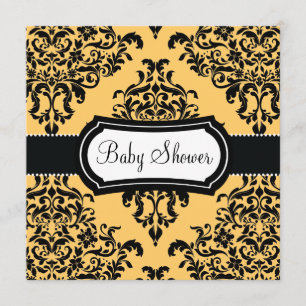Lovey Dovey Damask Baby shower Canary Geel Kaart