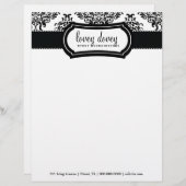Lovey Dovey Damask Black White Briefhoofd Ontwerp (Voorkant / Achterkant)