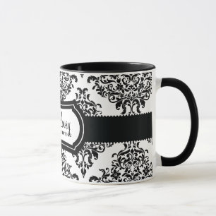 Lovey Dovey Damask Black White Mok
