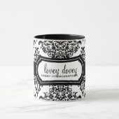 Lovey Dovey Damask Black White Mok (Midden)