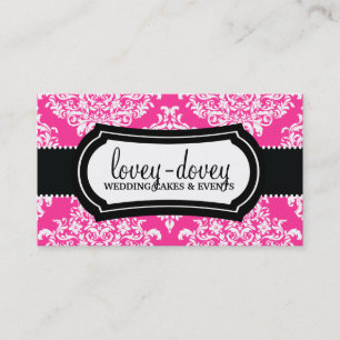 Lovey Dovey Damask Hot Pink Visitekaartje