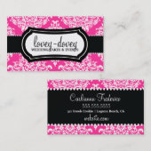 Lovey Dovey Damask Hot Pink Visitekaartje (Voorkant / Achterkant)