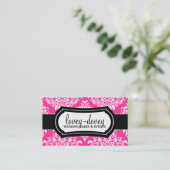 Lovey Dovey Damask Hot Pink Visitekaartje (Staand voorkant)