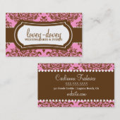 Lovey Dovey Damask Pink Brown Visitekaartje (Voorkant / Achterkant)