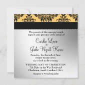 Lovey Dovey Damask Wedding Invite Canary Yello Kaart (Achterkant)
