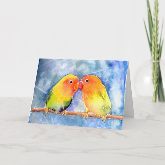 Lovey Dovey Lovebirds Notecards Kaart (Voorkant)