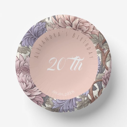 Lovey lieve paarse en roze stijlvolle bloemen Verj Papieren Kommen (Voorkant)