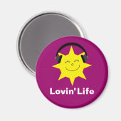 Lovin' Life gelukkige zon & hoofdtelefoon magneet (Voorkant / Achterkant)