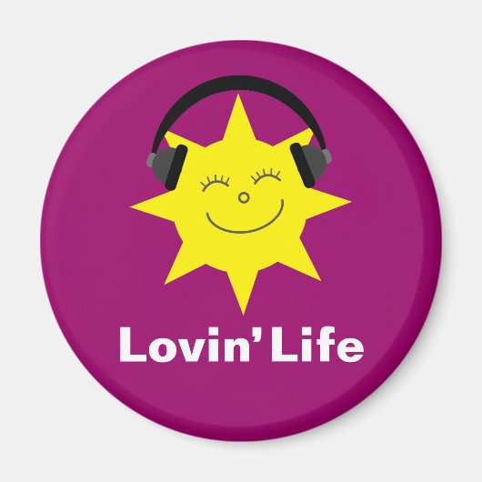 Lovin' Life gelukkige zon & hoofdtelefoon magneet (Voorkant)