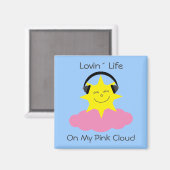 Lovin´ Life op mijn roze cloud nuchterheidsmagneet Magneet (Voorkant / Achterkant)