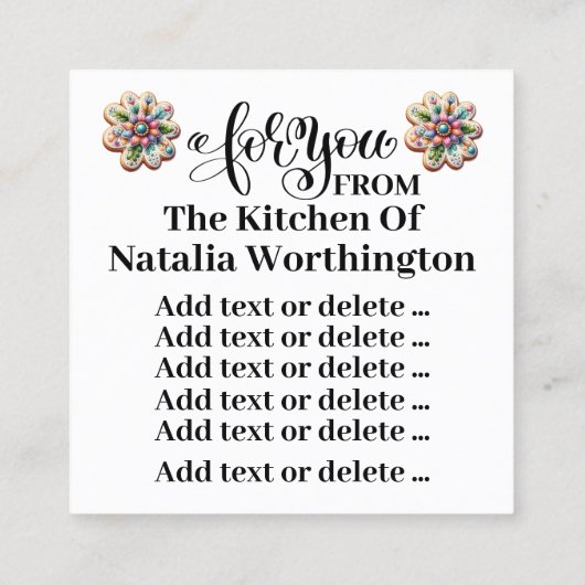 Lovin' van de Oven Profile Card versie Vierkante Visitekaartje (Achterkant)