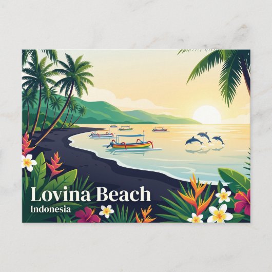 Lovina Beach Indonesië Briefkaart (Voorkant)