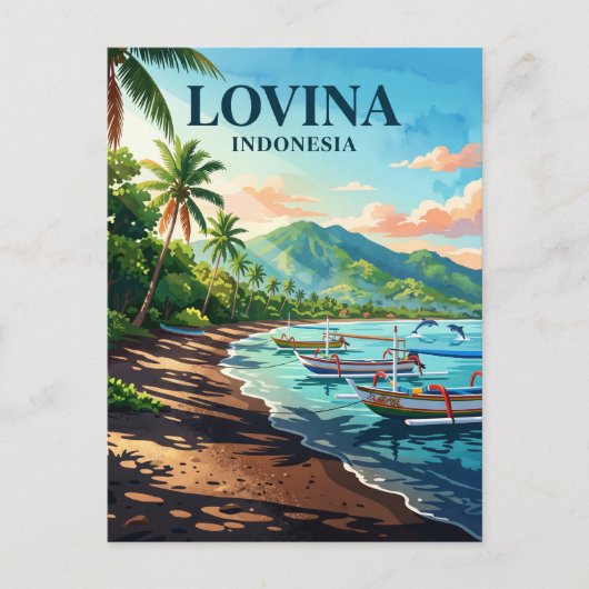 Lovina Beach Indonesië Briefkaart (Voorkant)