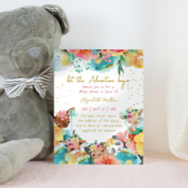Loving Animals Flower Bloom Baby Girl Shower Kaart