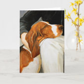 Loving Basset Hound Dog Art Wenskaart Kaart (Gele Bloem)