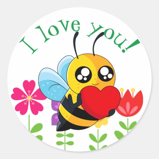 Loving Bee Ronde Sticker (Voorkant)
