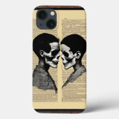 Loving Black: Two Skulls in profiel iPhone Case (Achterkant)