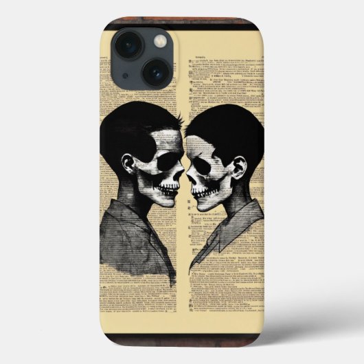 Loving Black: Two Skulls in profiel iPhone Case (Achterkant)