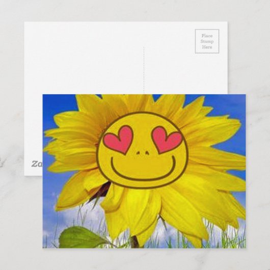 Loving, blij, zonnebloem, kleurrijk, bloem, geanim briefkaart (Voorkant / Achterkant)