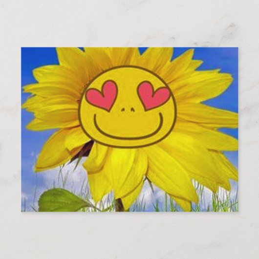 Loving, blij, zonnebloem, kleurrijk, bloem, geanim briefkaart (Voorkant)