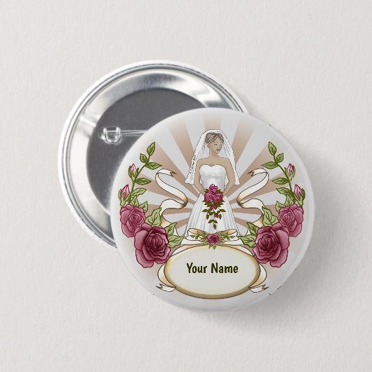 Loving Bride Wedding pin knop Ronde Button 5,7 Cm (Voorkant /achterkant)