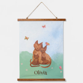 Loving Cat Family Hangend Wandkleed