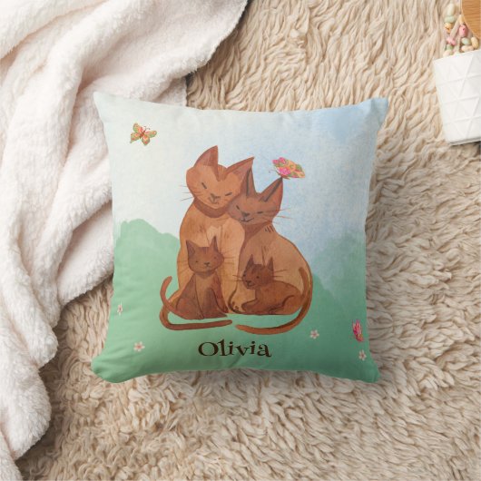 Loving Cat Family Kussen (Deken)