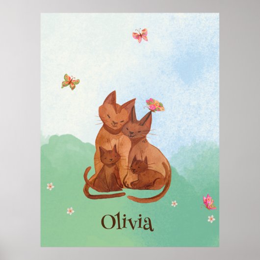 Loving Cat Family Poster (Voorkant)