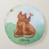 Loving Cat Family Rond Kussen (Achterkant)