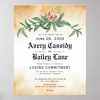 Loving Commitment & Wedding Certificate Poster
