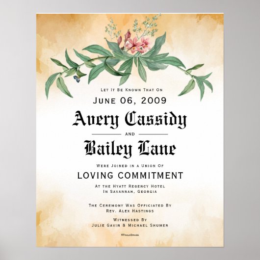 Loving Commitment & Wedding Certificate Poster (Voorkant)