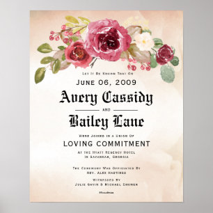 Loving Commitment & Wedding Certificate Poster
