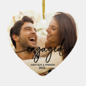 Loving Couple Photo Heart Engagement Ornament (Voorkant)