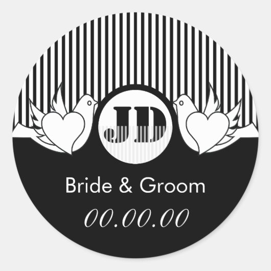 Loving Doves Trouwstickers Ronde Sticker (Voorkant)