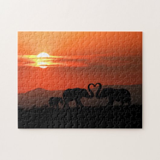 Loving Elephant Family, Jigzaag Puzzle Legpuzzel (Horizontaal)