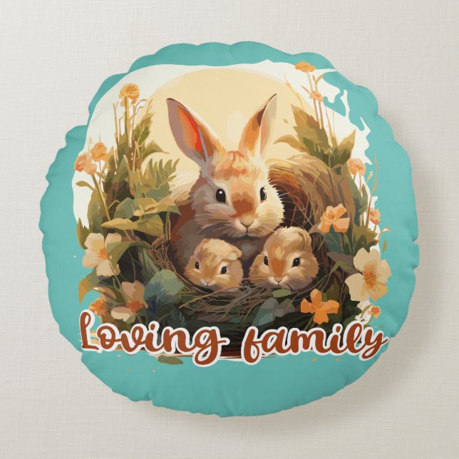 Loving Famy Rond Kussen (Voorkant)