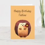 Loving Father Birthday Cute Hedgehog Animal Kaart<br><div class="desc">Happy Birthday to my loving Father with a cute little cartoon hedgehog holding a bouquet of flowers.  Great birthday card for adults or children alike or anyone who loves Hedgehogs</div>